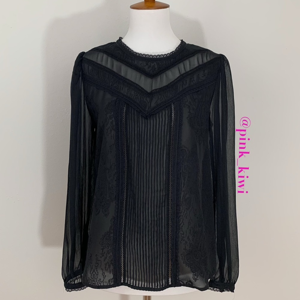 Alice + Olivia Dayna Lace Inset Blouse
